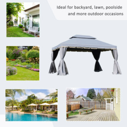 Outsunny 4 x 3m Grey Canopy Pavilion Patio Gazebo Tent with Sides - Size: 280 x 290 x 390cm - Wilko - thumbnail 4