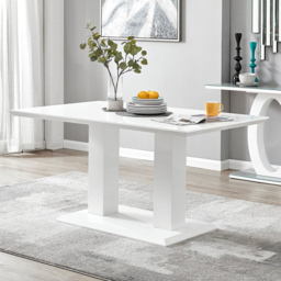 Furniturebox Molini Solara 6 Seater Dining Set White Gloss Cappuccino and Black - Brown - Wilko - thumbnail 3