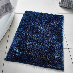 Allure Bath Fashions Navy Velvet Chenille Bobble Non-Slip Bath Mat - Size: 50 x 80cm - Blue - Wilko - thumbnail 3