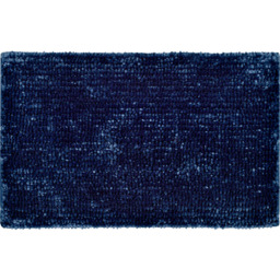 Allure Bath Fashions Navy Velvet Chenille Bobble Non-Slip Bath Mat - Size: 50 x 80cm - Blue - Wilko