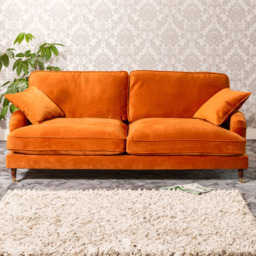 Mackenzie 4 Seater Orange Plush Velvet Sofa - Artemis Home - Wilko