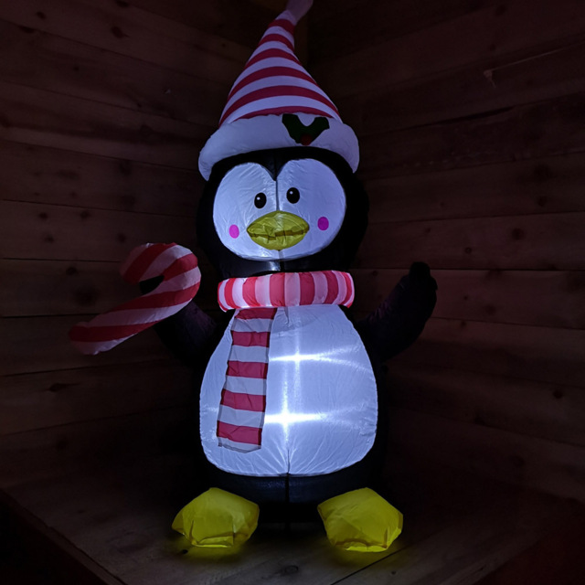 Samuel Alexander Outdoor Penguin with Candy Cane LED Christmas Inflatables Decorations 4ft - Size: 120 x 70 x 701cm - Multi - Wilko - image 1