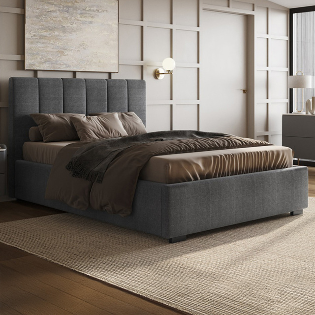 Flair Waltz King Size Fabric Ottoman Bed - Grey - Wilko - image 1