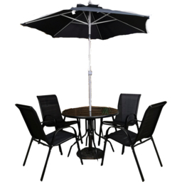 Samuel Alexander 4 Seater Round Outdoor Dining Set with Black Parasol - Wilko - thumbnail 3