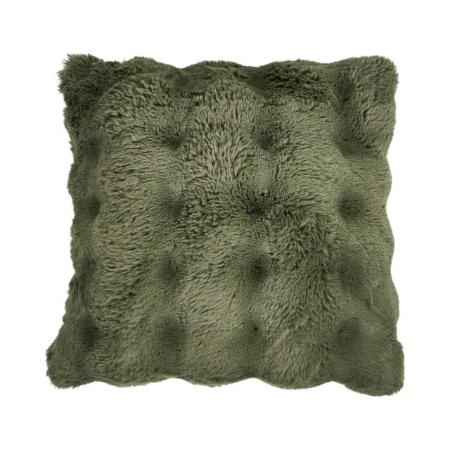 Aspen Faux Fur Cushion Green - Wilko - image 1