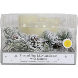 Frosted Pine LED Candle Set - Natural - Wilko