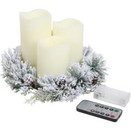 Frosted Pine LED Candle Set - Natural - Wilko - thumbnail 3