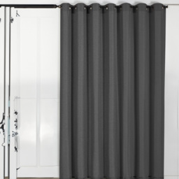 Divante Charcoal Faux Linen Blackout Eyelet Panel - Size: W 137 x D 228cm - Wilko - thumbnail 1