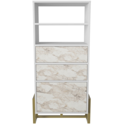 Decorotika Utopie 3 Door 2 Shelf White and White Marble Effect Modern Bookshelf - Size: 60 x 136.8 x 35cm - Multi - Wilko - thumbnail 3