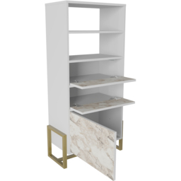 Decorotika Utopie 3 Door 2 Shelf White and White Marble Effect Modern Bookshelf - Size: 60 x 136.8 x 35cm - Multi - Wilko - thumbnail 4