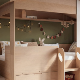 Flair Dreamland Oak Play House Slide Mid Sleeper with Storage - Size: Single - Brown - Wilko - thumbnail 5