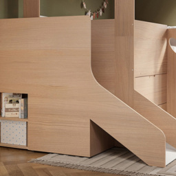 Flair Dreamland Oak Play House Slide Mid Sleeper with Storage - Size: Single - Brown - Wilko - thumbnail 7
