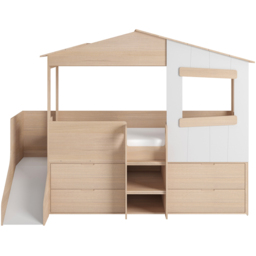 Flair Dreamland Oak Play House Slide Mid Sleeper with Storage - Size: Single - Brown - Wilko - thumbnail 4