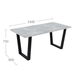 Shefa Louisville 6 Dining Table Concrete Grey - Size: 6 Seater - Wilko - thumbnail 4