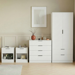 Vida Designs Trega White 4 Piece Bedroom Furniture Set - Size: 170 x 76 x 53cm - Wilko - thumbnail 1