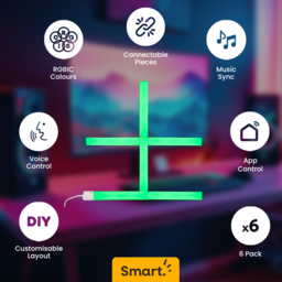 ValueLights Smart App-Control Music Sync Wall Gaming Light Bar Kit - Size: 30 x 4.5 x 2.5cm - White - Wilko - thumbnail 4
