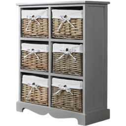 Home Source Lichfield 6 Wicker Basket Grey Storage Unit - Size: 76 x 26 x 63cm - Wilko - thumbnail 3