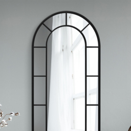 The Arcus Black Arched Metal Leaner Wall Mirror 190 x 85cm - MirrorOutlet - Wilko - thumbnail 4