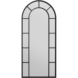 The Arcus Black Arched Metal Leaner Wall Mirror 190 x 85cm - MirrorOutlet - Wilko - thumbnail 1