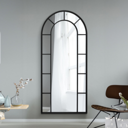 The Arcus Black Arched Metal Leaner Wall Mirror 190 x 85cm - MirrorOutlet - Wilko - thumbnail 3