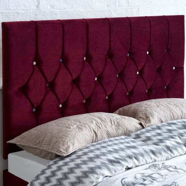 Aspire Furniture Catherine Lansfield Boutique Super King Berry Brushed Velvet Headboard - Purple - Aspire Beds - Wilko - image 1
