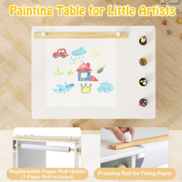 Costway 2 Shelf White Toddler Drawing Desk with Paper Roll and 4 Paint Cups - Size: 80 x 60 x 49cm - Wilko - thumbnail 7