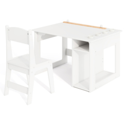 Costway 2 Shelf White Toddler Drawing Desk with Paper Roll and 4 Paint Cups - Size: 80 x 60 x 49cm - Wilko - thumbnail 3