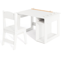 Costway 2 Shelf White Toddler Drawing Desk with Paper Roll and 4 Paint Cups - Size: 80 x 60 x 49cm - Wilko - thumbnail 5