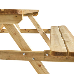 Cerland Romane 6 Seater Wooden Picnic Table with 2 Foldable Benches - Tan - Wilko - thumbnail 5