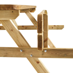Cerland Romane 6 Seater Wooden Picnic Table with 2 Foldable Benches - Tan - Wilko - thumbnail 4