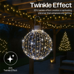 Xmas Haus 80 White and 80 Warm White Micro LED Ball Light 40cm - Size: 380 x 400 x 400cm - Wilko - thumbnail 6
