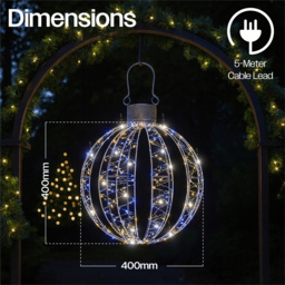 Xmas Haus 80 White and 80 Warm White Micro LED Ball Light 40cm - Size: 380 x 400 x 400cm - Wilko - thumbnail 7