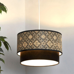Lighting Collection Harper 2 Tier Black Ceiling Lamp Shade 37cm - Size: 18 x 37 x 37cm - Cream Black and White - Wilko - thumbnail 3