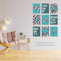 Wee Blue Coo Turquoise Purple Leopard Pattern Heart Lightning Star Wall Art Print 30 x 41cm 9 Pack - Size: 40.5 x 30.5 x 0.3cm - Wilko - thumbnail 4