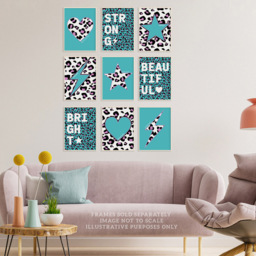 Wee Blue Coo Turquoise Purple Leopard Pattern Heart Lightning Star Wall Art Print 30 x 41cm 9 Pack - Size: 40.5 x 30.5 x 0.3cm - Wilko - thumbnail 3