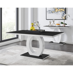 Furniturebox Lucia Valera 6 Seater Dining Set Black Gloss White and Chrome - Wilko - thumbnail 6