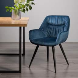 Bentley Designs Dali Set of 2 Petrol Blue Velvet Fabric Upholstered Chair - Wilko - thumbnail 7