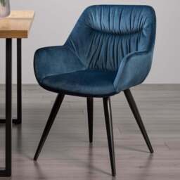 Bentley Designs Dali Set of 2 Petrol Blue Velvet Fabric Upholstered Chair - Wilko