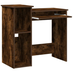 vidaXL 2 Shelf Computer Desk with Keyboard Tray Smoked Oak - Size: 78 x 84 x 40cm - Brown - Wilko - thumbnail 4