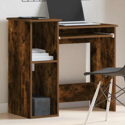 vidaXL 2 Shelf Computer Desk with Keyboard Tray Smoked Oak - Size: 78 x 84 x 40cm - Brown - Wilko - thumbnail 1