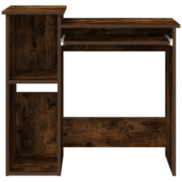 vidaXL 2 Shelf Computer Desk with Keyboard Tray Smoked Oak - Size: 78 x 84 x 40cm - Brown - Wilko - thumbnail 5
