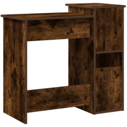 vidaXL 2 Shelf Computer Desk with Keyboard Tray Smoked Oak - Size: 78 x 84 x 40cm - Brown - Wilko - thumbnail 7