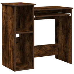 vidaXL 2 Shelf Computer Desk with Keyboard Tray Smoked Oak - Size: 78 x 84 x 40cm - Brown - Wilko - thumbnail 3