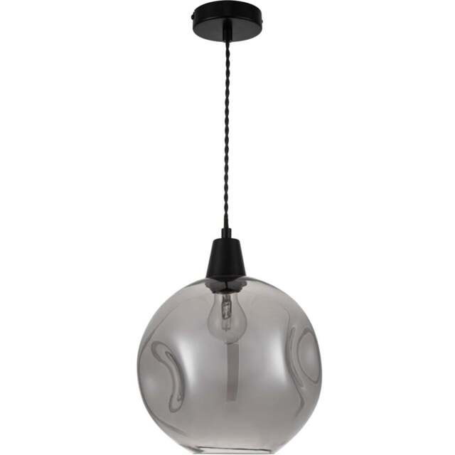 Cosylyte Millfield Matt Black Base Smoky Dimple Glass Pendant Light - Size: 31 x 30 x 30cm - Wilko - image 1