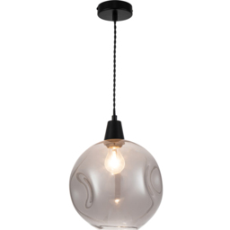 Cosylyte Millfield Matt Black Base Smoky Dimple Glass Pendant Light - Size: 31 x 30 x 30cm - Wilko - thumbnail 4