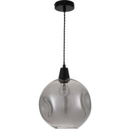 Cosylyte Millfield Matt Black Base Smoky Dimple Glass Pendant Light - Size: 31 x 30 x 30cm - Wilko