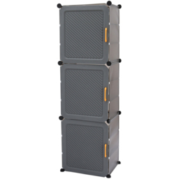 Living and Home 3 Door Multi Layer Shoe Cabinet - Size: 141 x 44 x 32cm - Grey - Wilko - thumbnail 3