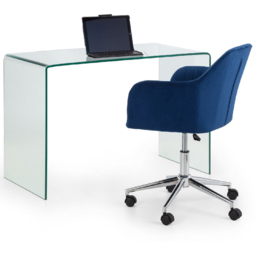 Julian Bowen Amalfi Kahlo Glass Desk and Blue Swivel Office Chair - Wilko - thumbnail 3