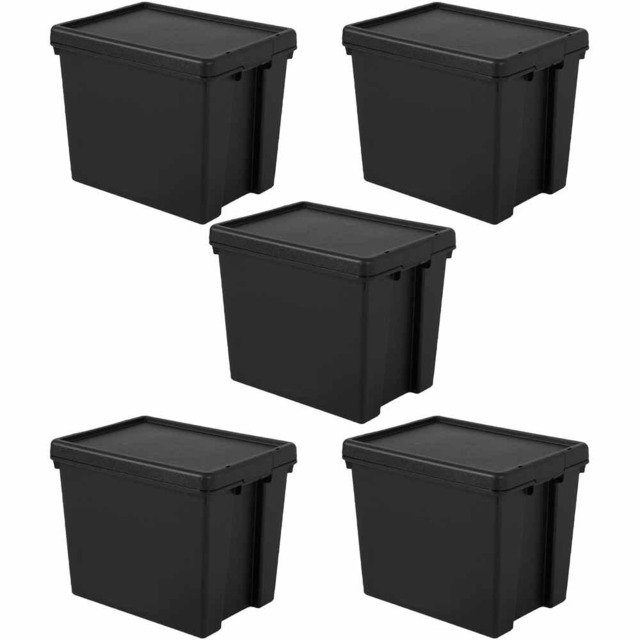 Wham 24L Black Recycled Storage Box 5 Pack - Wilko - image 1