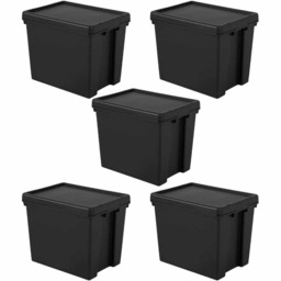 Wham 24L Black Recycled Storage Box 5 Pack - Wilko - thumbnail 1